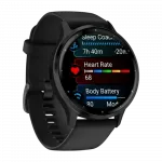 Смарт-годинник Garmin Venu 3 Slate stainless steel bezel з чорним корпусом та силіконовим ремінцем