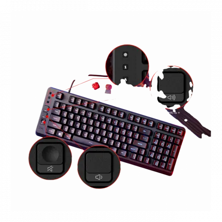 Клавіатура мембранна HyperX Alloy Origins EVE 1800 99key, Red, USB-A, EN/UA, RGB, чорний