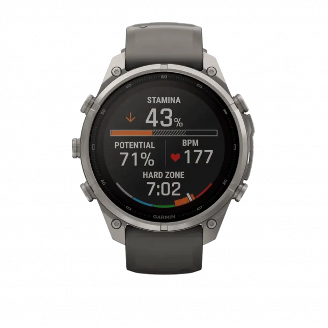 Смарт-годинник Garmin Fenix 9 Pro - inReach, Solar, 47мм Titanium з Pebble Grey темно-сірим силіконовим ремінцем