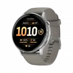 Смарт-годинник Garmin Venu 4 Silver з Silver Gray сірим силіконовим ремінцем