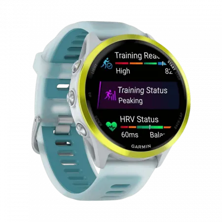 Смарт-годинник Garmin Forerunner 570 47мм Amp Yellow Aluminum з Translucent Whitestone/Turquoise блакитним силіконовим ремінцем