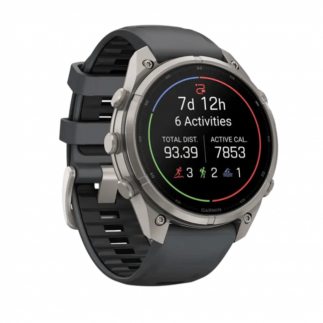 Смарт-годинник Garmin Fenix 9 Pro - inReach, 47мм Titanium з Graphite/Black темно-сірим/чорним силіконовим ремінцем