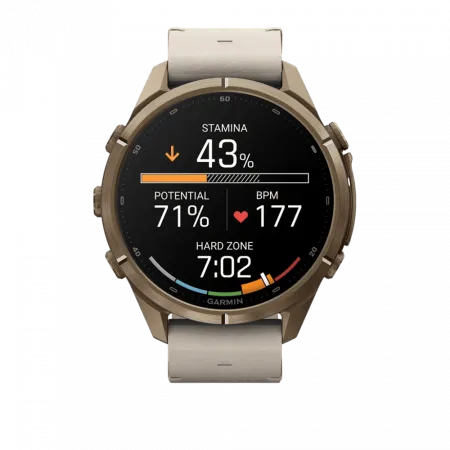 Смарт-годинник Garmin Fenix 9 Pro - inReach, 43мм Autumn Gold Titanium з Bone бежевим шкіряним ремінцем