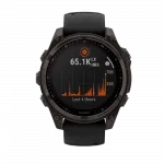 Смарт-годинник Garmin Fenix 8 47мм, Solar Sapphire, Carbon Grey DLC Titanium з Black/Pebble Grey чорним силіконовим ремінцем