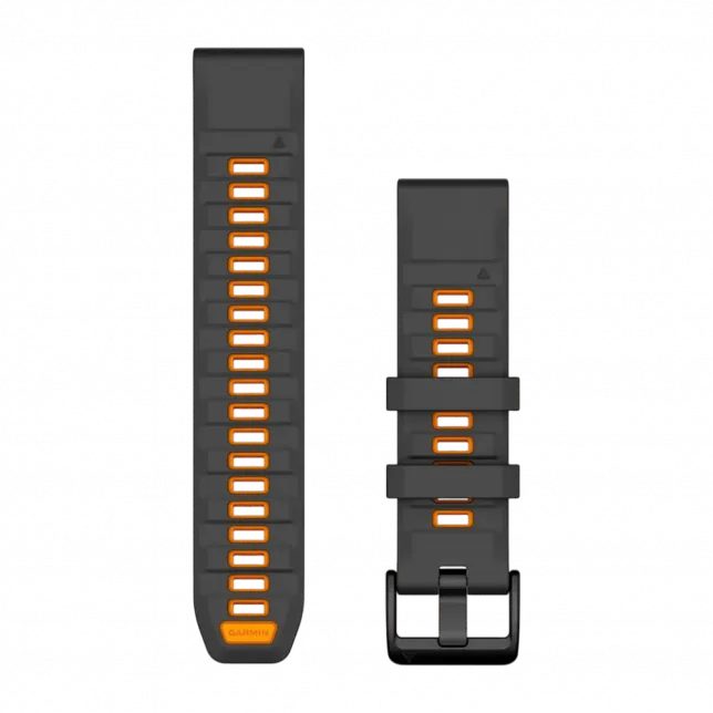 Ремінець QuickFit 22 мм, Graphite/Spark Orange темно-сірий/помаранчевий силіконовий
