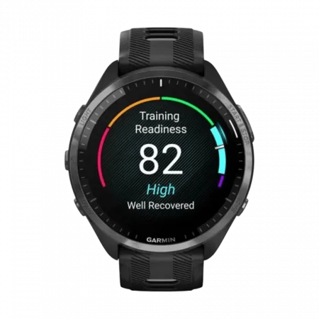 Смарт-годинник Garmin Forerunner 965 Carbon Grey DLC Titanium Bezel з чорним корпусом та Black/Powder Grey силіконовим ремінцем