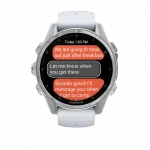 Смарт-годинник Garmin Fenix 8 43мм, AMOLED Silver з Whitestone білим силіконовим ремінцем