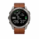 Смарт-годинник Garmin Fenix 8 51мм, AMOLED Sapphire, Titanium з Chestnut коричневим шкіряним ремінцем