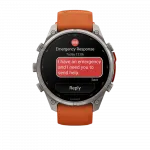 Смарт-годинник Garmin Fenix 9 Pro - inReach, 47мм Titanium з Autumn Orange/Spark Orange помаранчевим силіконовим ремінцем