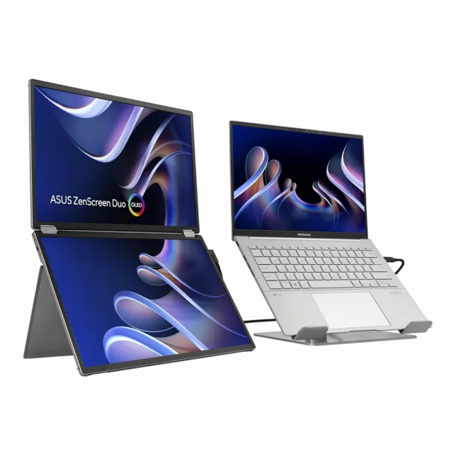 Монітор портативний Asus 2x14" ZenScreen DUO MQ149CD mHDMI, 2xUSB-C, OLED, 1920x1200, 16:10, DCI-P3 100%, HDR400, Cover
