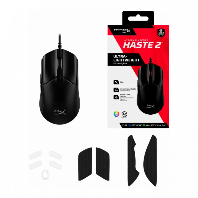 Миша HyperX Pulsefire Haste 2, RGB, USB-A, USB, чорний