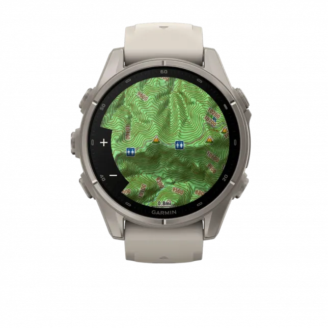 Смарт-годинник Garmin Fenix 9 43мм, Titanium з Fog Gray сірим силіконовим ремінцем