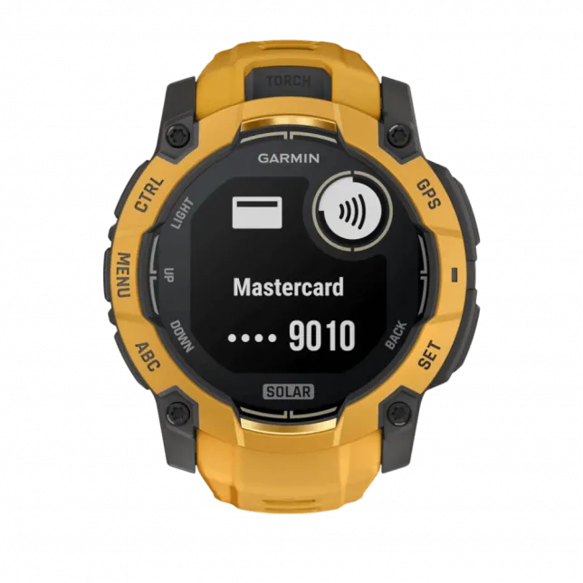 Смарт-годинник Garmin Instinct 3 50 мм, Solar Sunburst помаранчевий з Sunburst/Grey помаранчевим/сірим силіконовим ремінцем