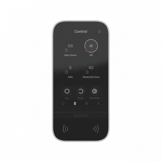 Клавіатура з сенсорним дисплеєм Ajax KeyPad TouchScreen, jeweller, бездротовий, білий