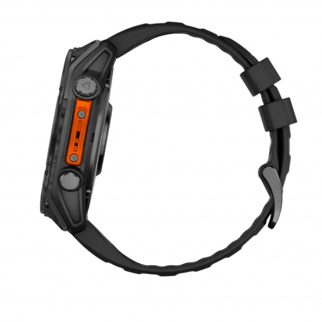Смарт-годинник Garmin Fenix 8 51мм, AMOLED Slate Gray з Black чорним силіконовим ремінцем