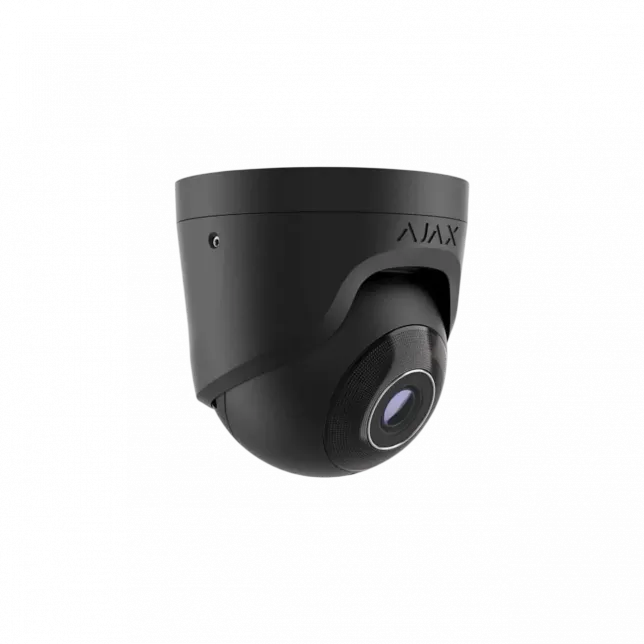 IP-Камера дротова Ajax TurretCam, 5мп, 2.8мм, Poe, True WDR, IP 65, ІЧ 35м, аудіо, кут огляду 100° до 110°, купольна, чорна