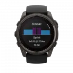 Смарт-годинник Garmin Fenix 8 51мм, Solar Sapphire, Carbon Gray DLC Titanium з Black/Pebble Gray чорним силіконовим ремінцем
