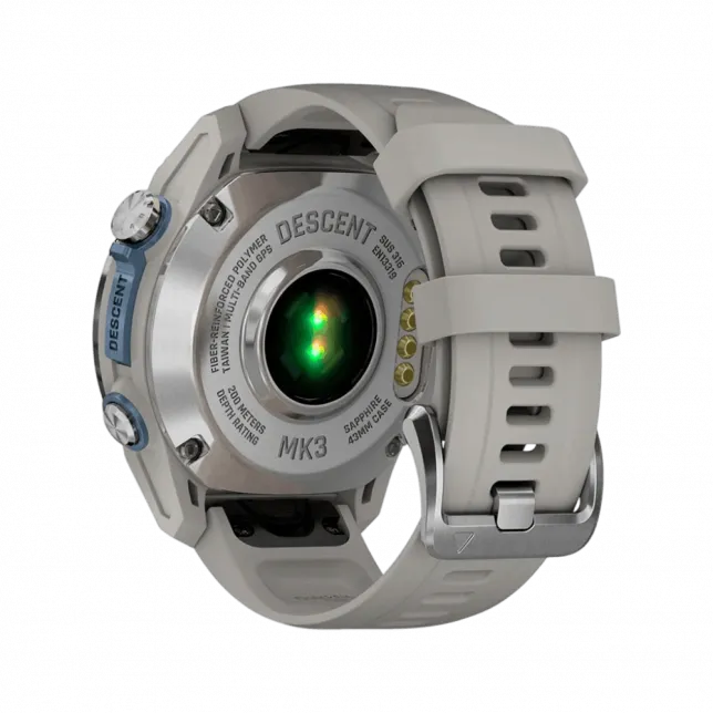 Смарт-годинник Garmin Descent Mk3 43 мм Stainless Steel з Fog Grey сірим силіконовим ремінцем