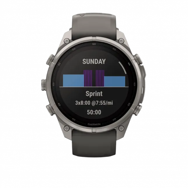 Смарт-годинник Garmin Fenix 9 Pro - inReach, Solar, 47мм Titanium з Pebble Grey темно-сірим силіконовим ремінцем