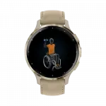 Смарт-годинник Garmin Venu 3S Soft Gold Stainless Steel Bezel з French Gray сірим корпусом та шкіряним ремінцем
