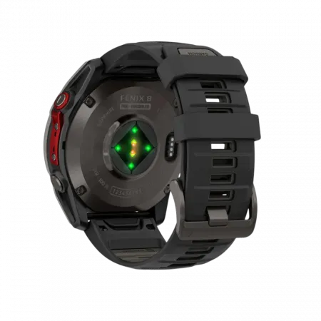 Смарт-годинник Garmin Fenix 8 51мм, MicroLED Sapphire, Titanium, Carbon Gray DLC з Black/Pebble Grey чорним/сірим силіконовим ремінцем