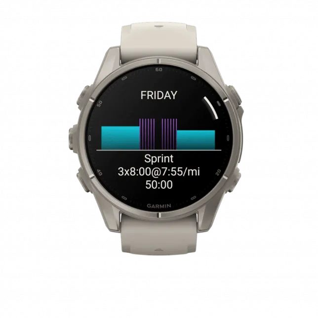 Смарт-годинник Garmin Fenix 9 43мм, Titanium з Fog Gray сірим силіконовим ремінцем
