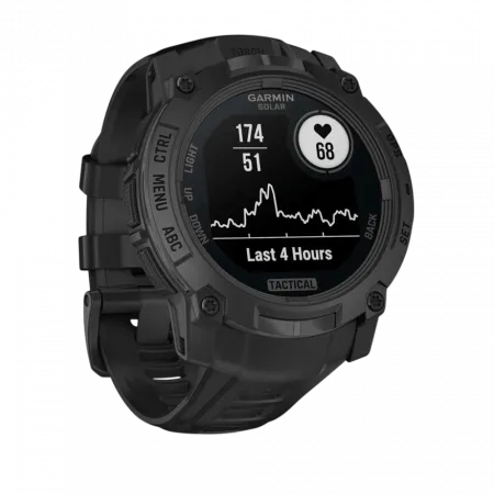 Смарт-годинник Garmin Instinct 3 50 мм, Solar, Tactical Edition Black чорний з чорним силіконовим ремінцем