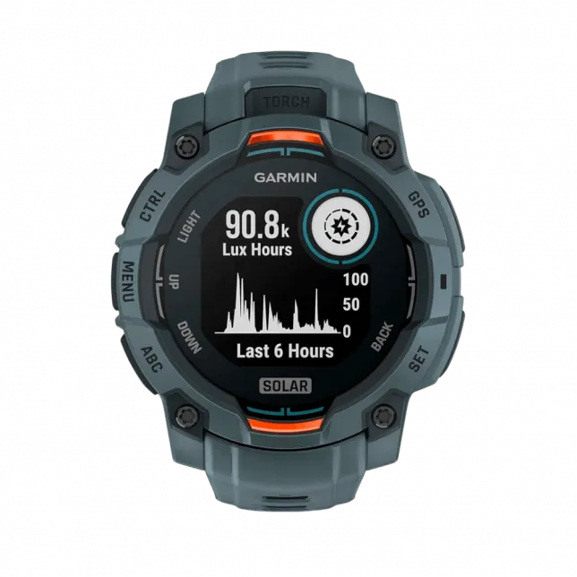Смарт-годинник Garmin Instinct 3 45 мм, Solar Twilight сірий з Twilight сірим силіконовим ремінцем