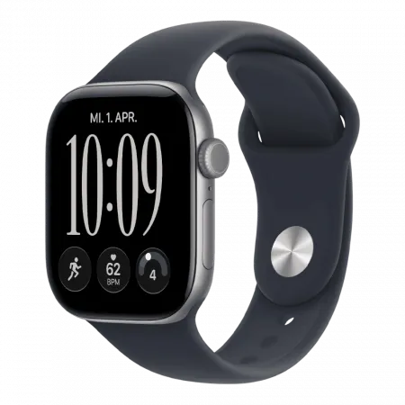 Apple Watch Series 12 GPS 42mm Space Gray Aluminum Case with Navy Blue Sport Band M/L (MJE94)