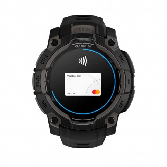 Смарт-годинник Garmin Instinct 3 45 мм, AMOLED Black чорний з Black чорним силіконовим ремінцем