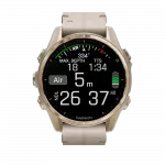 Смарт-годинник Garmin Fenix 8 43мм, AMOLED Sapphire, Soft Gold з Limestone сірим шкіряним ремінцем