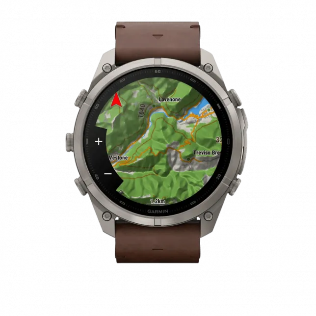 Смарт-годинник Garmin Fenix 9 Pro - inReach, 51мм Titanium з Walnut коричневим шкіряним ремінцем