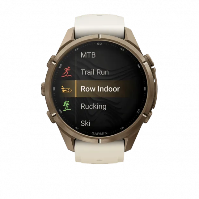 Смарт-годинник Garmin Fenix 9 Pro - inReach, 43мм Autumn Gold Titanium з Cream/French Grey бежевим/сірим силіконовим ремінцем