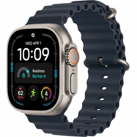 Apple Watch Ultra 4 GPS + LTE 49mm Natural Titanium Case with Navy Ocean Band (MJCR4+MXTH3)