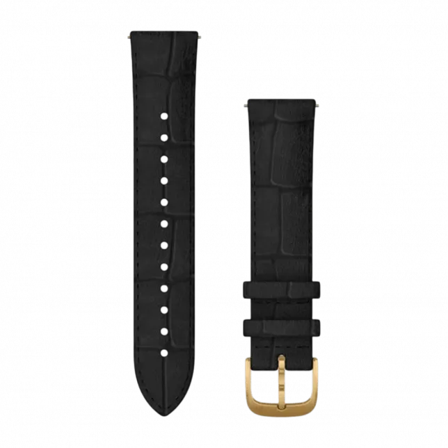 Ремінець Quick Release 20 мм, Black чорний, 24K Gold PVD застібка, італійська шкіра