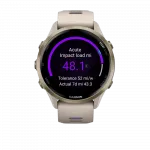 Смарт-годинник Garmin Forerunner 970 Soft Gold Titanium з French Grey корпусом та French Grey/Translucent Indigo сірим силіконовим ремінцем