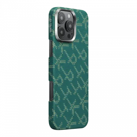 Чохол Pitaka Tactile Woven Monogram Green/Gold для iPhone 16 Pro Max