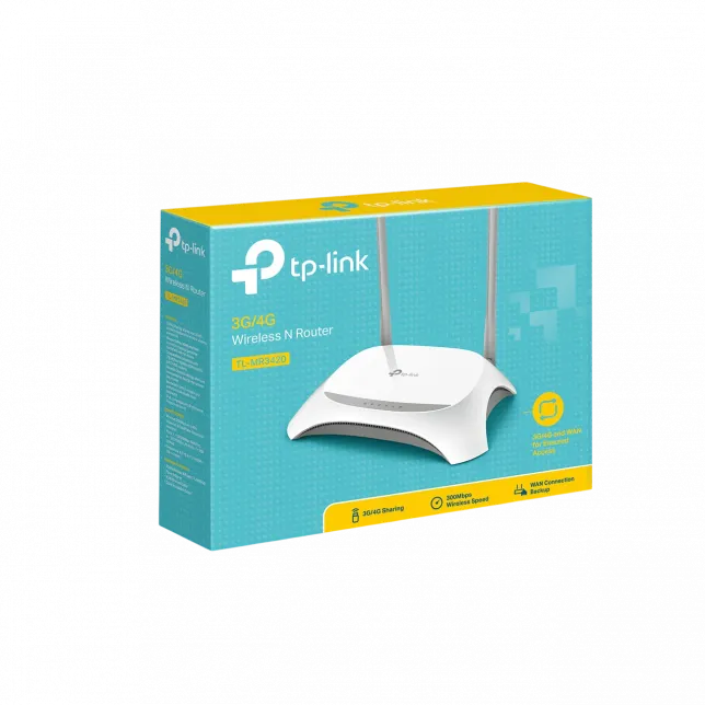 Маршрутизатор TP-LINK TL-MR3420 N300, 4xFE LAN, 1xFE WAN, 1xUSB2.0 for 3G/4G/LTE
