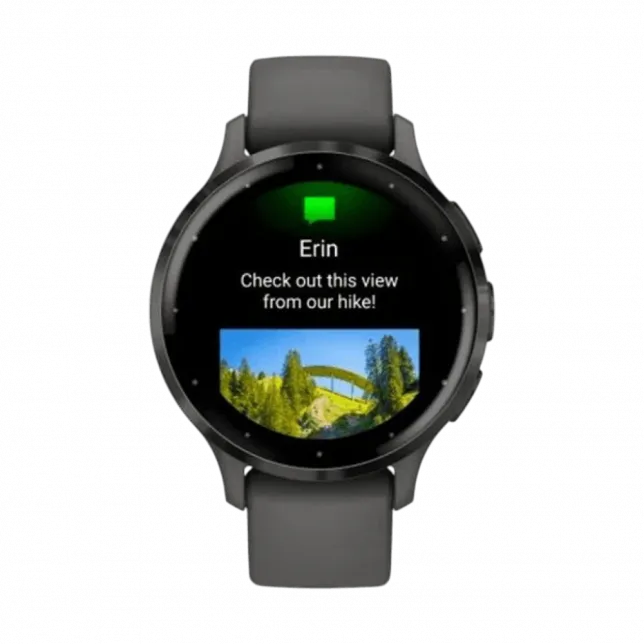 Смарт-годинник Garmin Venu 3S Slate Stainless Steel Bezel з Pebble Gray темно-сірим корпусом та силіконовим ремінцем