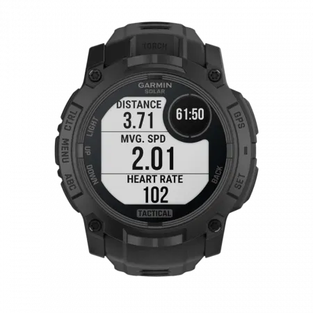 Смарт-годинник Garmin Instinct 3 50 мм, Solar, Tactical Edition Black чорний з чорним силіконовим ремінцем
