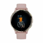 Смарт-годинник Garmin Venu 3S Soft Gold Stainless Steel Bezel з Dust Rose рожевим корпусом та силіконовим ремінцем