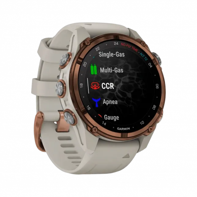 Смарт-годинник Garmin Descent Mk3i 43 мм Bronze PVD Titanium з French Grey сірим силіконовим ремінцем