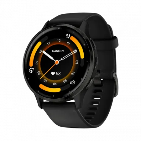 Смарт-годинник Garmin Venu 3 Slate stainless steel bezel з чорним корпусом та силіконовим ремінцем