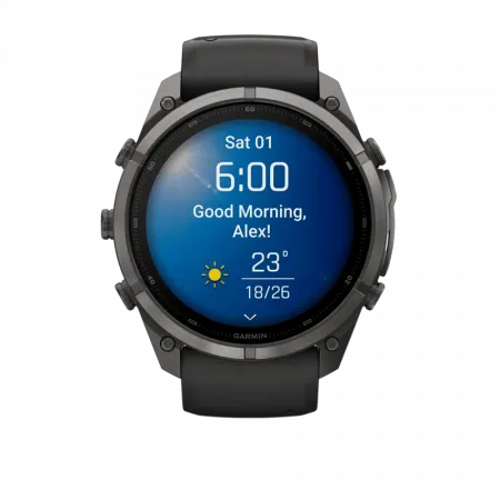 Смарт-годинник Garmin Fenix 9 Pro 51мм, Carbon Gray DLC Titanium з Black/Pebble Grey чорним/темно-сірим силіконовим ремінцем