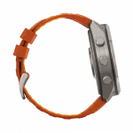 Смарт-годинник Garmin Fenix 9 Pro - inReach, 51мм Titanium з Autumn Orange/Spark Orange помаранчевим силіконовим ремінцем