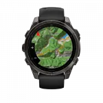 Смарт-годинник Garmin Fenix 8 47мм, AMOLED Sapphire, Carbon Grey DLC Titanium з Black/Pebble Grey чорним силіконовим ремінцем