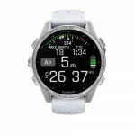 Смарт-годинник Garmin Fenix 8 43мм, AMOLED Silver з Whitestone білим силіконовим ремінцем