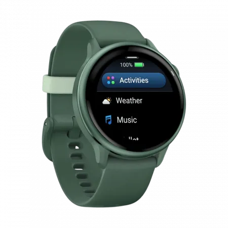 Смарт-годинник Garmin Vivoactive 6 Metallic Jasper Green з Jasper Green зеленим силіконовим ремінцем