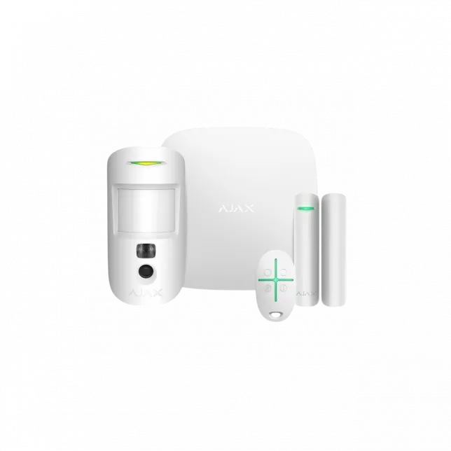 Комплект охоронної сигналізації Ajax HDR StarterKit Cam, hub 2, motioncam HDR, doorprotect, spacecontrol, jeweller, бездротовий, білий