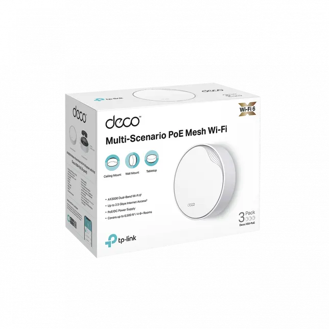 Система WiFi-Mesh TP-LINK Deco X50 AX3000, 1xGE LAN/WAN, 1x2,5GE LAN/WAN, 3мод, PoE